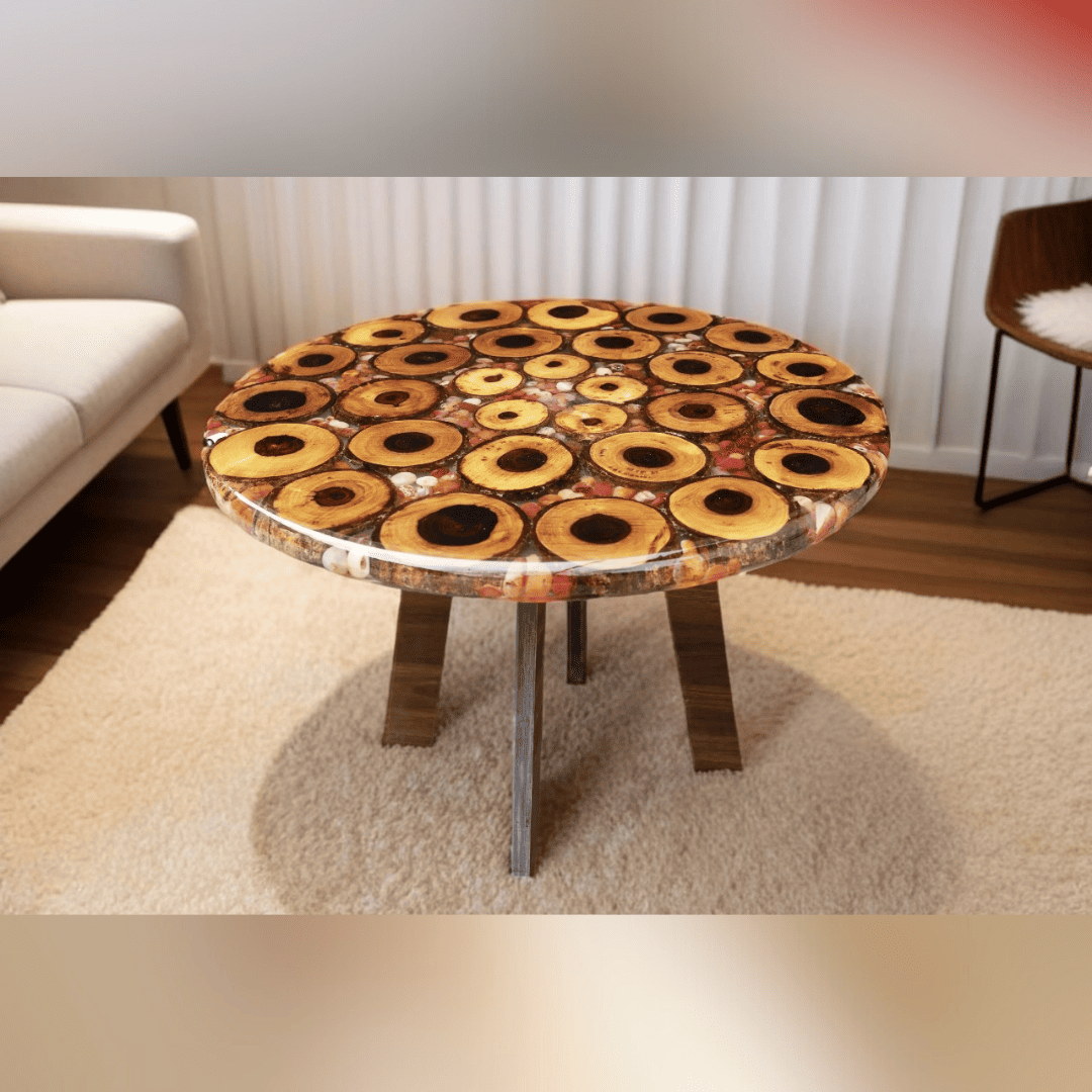 Wood Log Table Stone